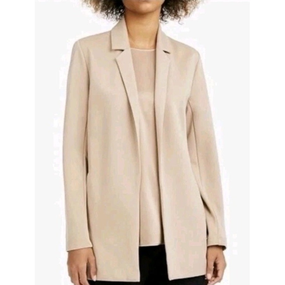 NEW Eileen Fisher Tencel‎ Notch Collar Career Casual Blazer Jacket Tan L Pockets